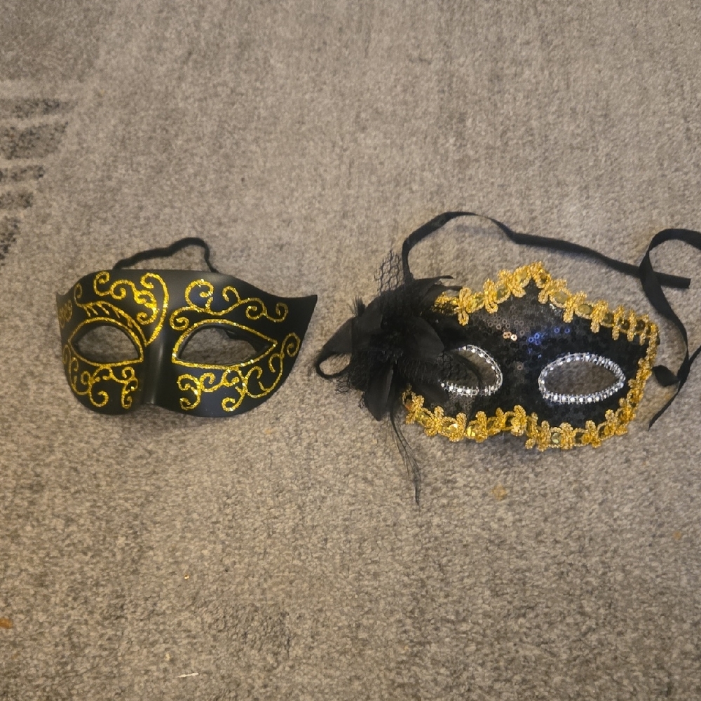 Elegant Black and Gold Masquerade Masks